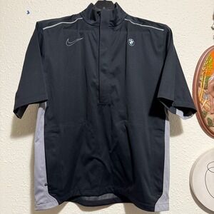 Nike men's L Storm 10 Fit Golf BMW‎ Pullover Short Sleeve Jacket Black Gray